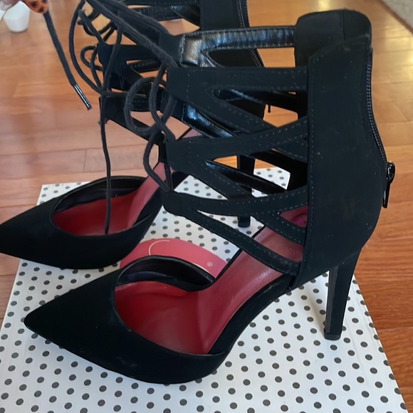 NWOT! Black lace-up Stillettos - Picture 3 of 6